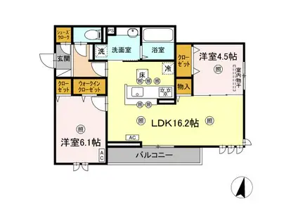 ESPELIA(2LDK/1階)の間取り写真