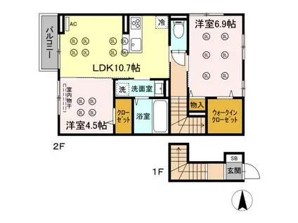 HARU晴Ⅱ(2LDK/2階)の間取り写真