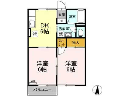 エクセルハイツ森安(2DK/1階)の間取り写真