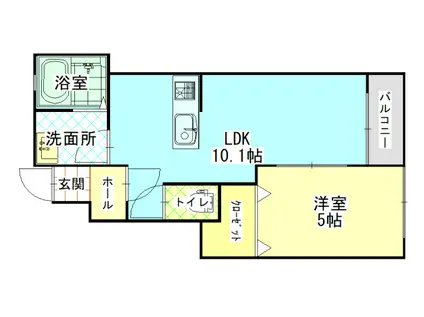 フォレスト庭瀬(1LDK/1階)の間取り写真