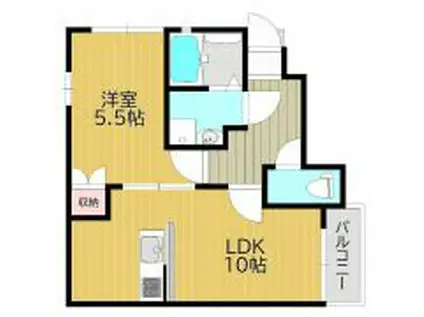 プティシュシュ大福 北棟(1LDK/1階)の間取り写真