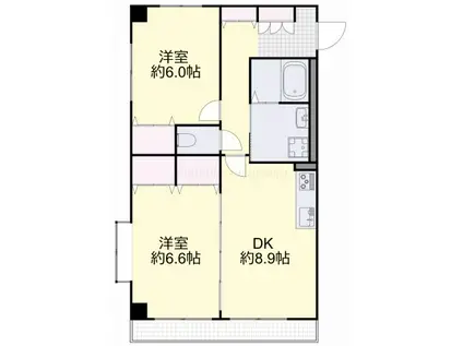 オパール大元(2DK/3階)の間取り写真