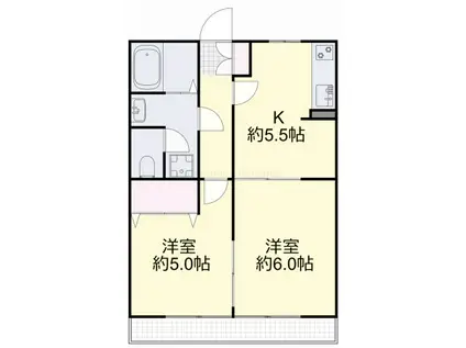 メゾン奥田本町(2K/2階)の間取り写真