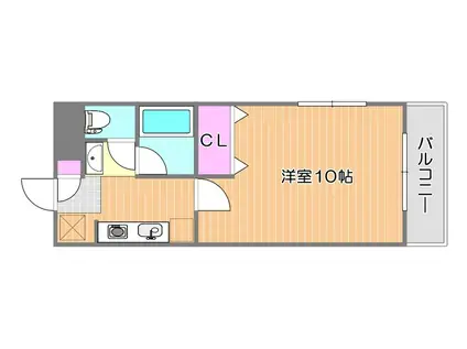 ピュアベルデ奥田本町(1K/3階)の間取り写真