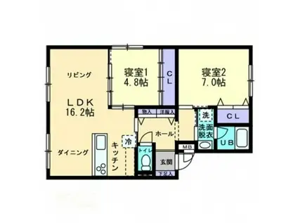 山陽本線 北長瀬駅 徒歩21分 3階建 築31年(2LDK/3階)の間取り写真