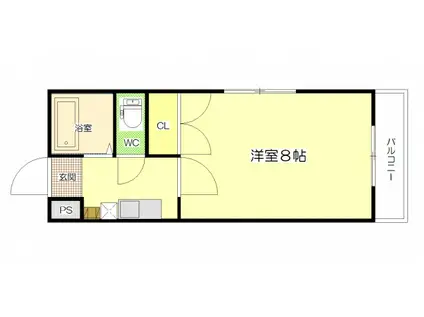 サンハイツ岡大 2(1K/2階)の間取り写真