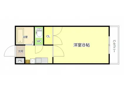 サンハイツ岡大 2(1K/3階)の間取り写真