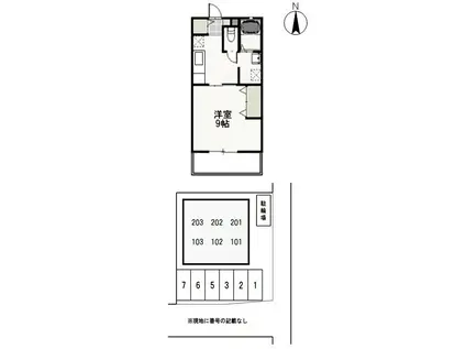 サニースクエア西崎(1K/1階)の間取り写真