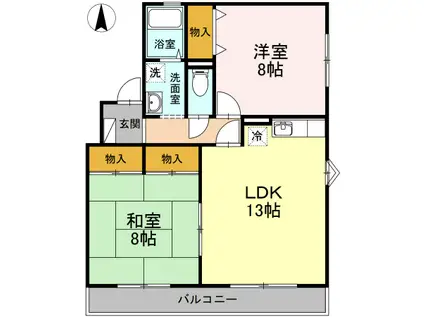 コートヴィレッジ若沼 A棟(2LDK/1階)の間取り写真