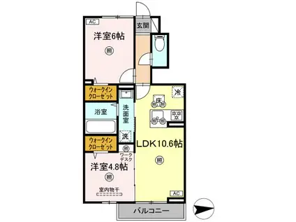 セレスト ブルー(2LDK/1階)の間取り写真