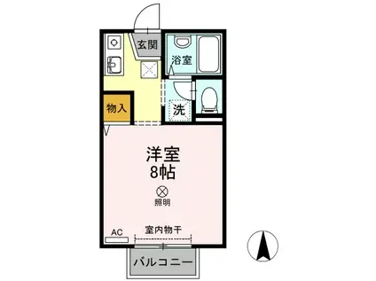 レジデンス高柳A棟(ワンルーム/2階)の間取り写真