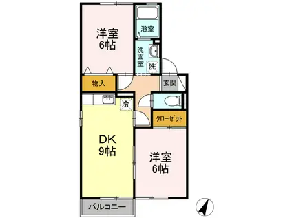 コーポセジュールB棟(2DK/2階)の間取り写真