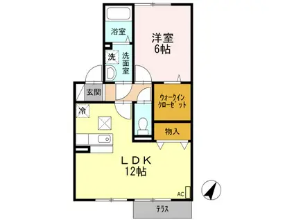 エスポワール(1LDK/1階)の間取り写真