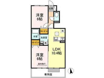 サザンクロス(2LDK/1階)の間取り写真