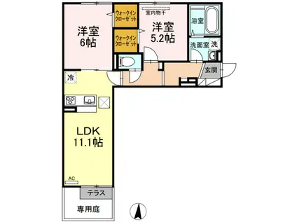 パームツリーA(2LDK/1階)の間取り写真