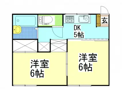 ファミール鹿田(2DK/1階)の間取り写真
