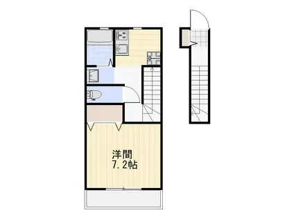 フルーリー中撫川 B棟(1K/2階)の間取り写真