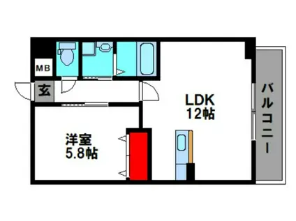 FLATS豊成(1LDK/5階)の間取り写真