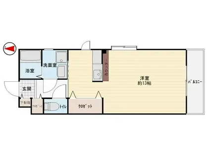 ラフィネ西之町(ワンルーム/2階)の間取り写真