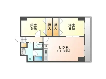 マーベル・エトワール(2LDK/4階)の間取り写真