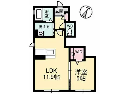 ラ・ルミエールエスト(1LDK/1階)の間取り写真