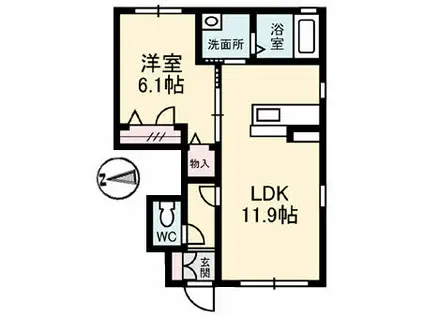 シャーメゾン・フローラ(1LDK/1階)の間取り写真