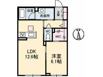 ガーデンズ ヒモリ(1LDK/1階)の間取り写真