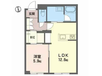 ファインメゾン福富(1LDK/1階)の間取り写真