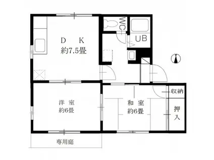 タウニィ小橋(2DK/1階)の間取り写真