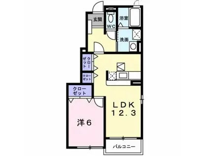 セレーノD(1LDK/1階)の間取り写真