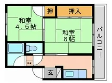マンション旭畔(2K/3階)の間取り写真