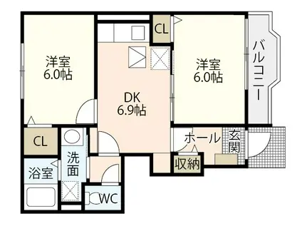 セイバリーB(2DK/1階)の間取り写真