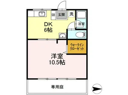 コーポ母恩(1DK/1階)の間取り写真