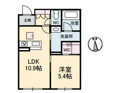 フィオーレ(1LDK/1階)の間取り写真