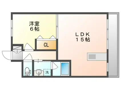 ローレル・コート西川原(1LDK/1階)の間取り写真