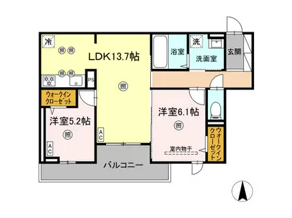 ル コンテ(2LDK/3階)の間取り写真