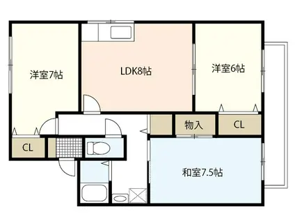 ハピネスA(3DK/2階)の間取り写真