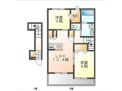 グランソレイユ浜(2LDK/2階)の間取り写真
