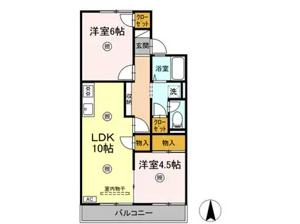 コーポラス雄町(2LDK/2階)の間取り写真