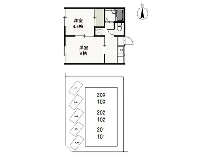 赤田ハイツ(2K/2階)の間取り写真