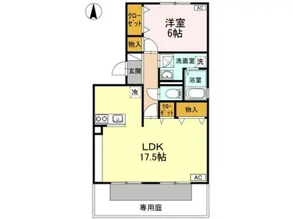 サンライズ原田B棟(1LDK/1階)の間取り写真