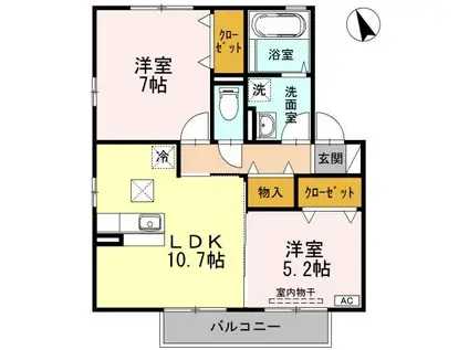 PASTORAL B棟(2LDK/1階)の間取り写真