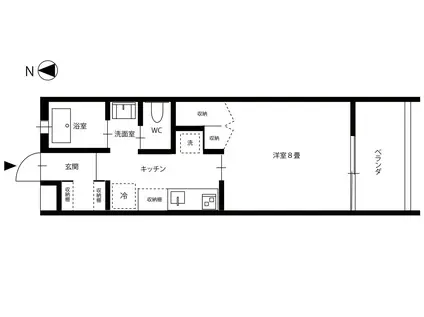 クレル西川原 S棟(1K/1階)の間取り写真