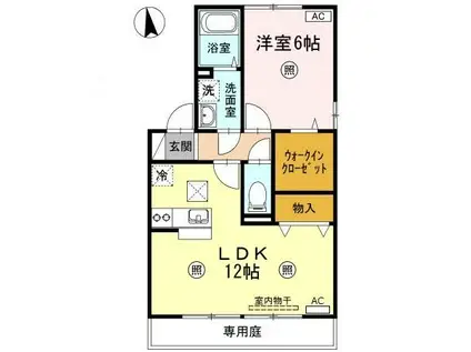 サンティーエB棟(1LDK/1階)の間取り写真