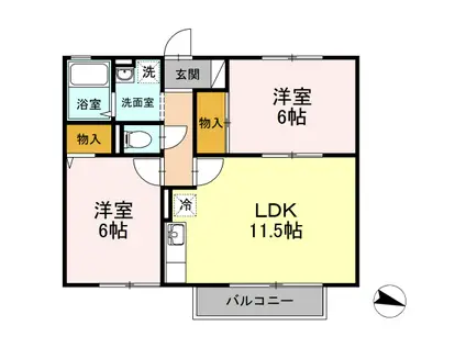 ハーモニー平島(2LDK/2階)の間取り写真