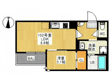 GRANDTIC 平井(1LDK/1階)の間取り写真