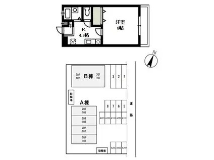 メープル湊A(1K/1階)の間取り写真