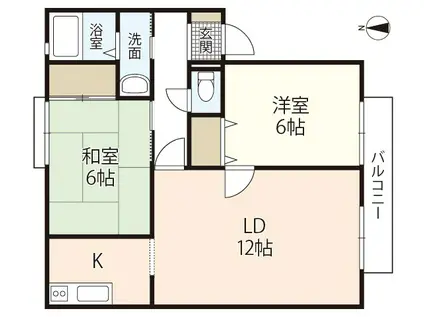 サンビレッジ操明A(2LDK/1階)の間取り写真