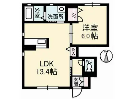 シャーメゾン野口C棟(1LDK/1階)の間取り写真