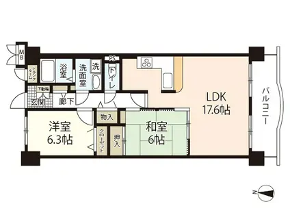 サントノーレ岡山東(2LDK/3階)の間取り写真